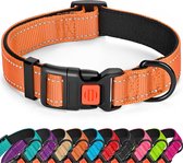 Halsband hond - reflecterend - oranje - maat L - oersterk - waterdicht - hondenhalsband - met veiligheidssluiting - geschikt voor iedere hondenriem - voor grote honden