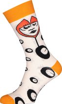 Spiri Ibiza Socks The Watcher - unisex sokken - wit met oranje - Maat: 36-40