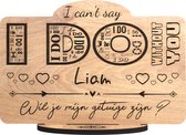 I DO - gepersonaliseerde houten wenskaart - kaart van hout - getuige huwelijk - luxe uitvoering met eigen naam