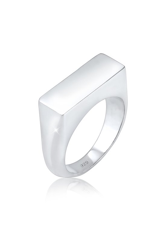 Elli Dames Ring Dames Basic Geo Signet Ring Matte Blogger Trend in 925 Sterling Zilver
