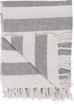 Ib Laursen plaid katoen gestreept wit /antraciet 130x160cm