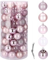 Springos Kerstballen | Kerstversiering | Onbreekbaar | 100 Stuks | Roze Tinten