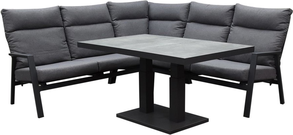 Pacific hoek dining loungeset 4 delig aluminium verstelbaar