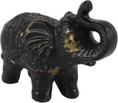 Home&Deco Olifant Jomi L zwart/goud-26x11,5x20,5cm-1stuks