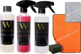 Waxximo COMBIDEAL Exterieur Reiniging set + Droogdoek XL + Washandschoen + Vinly spons - Autoshampoo met Wax bescherming - Bandenglans - Bandenzwart - Velgenreiniger - Auto wassen