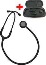 Hospitrix Stethoscoop Professional Line Stealth Edition Zwart + Gratis Premium Opberghoes - Medisch - Roestvrij Stalen