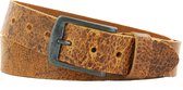 Riem en cuir poncée | 4 cm de large | Taille de la ceinture : 105 cm | 100% cuir véritable | Couleur: cognac | Boucle sans nickel