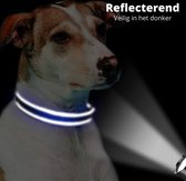 Halsband hond - reflecterend - donkerblauw - maat M - oersterk - waterdicht - hondenhalsband - met veiligheidssluiting - geschikt voor iedere hondenriem - voor middelgrote honden