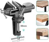 Bankschroef Aambeeld Met Tafelklem - Compacte Mini Draaibare Werkbank Tafel Schroefbank Draaibaar - Bankvijs Tafelbankschroef Met Draaivoet - 50 MM - Zwart