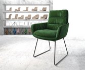 Gestoffeerde-stoel Abelia-Flex met armleuning slipframe zwart fluweel groen