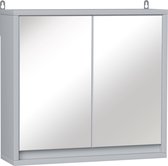 HOMCOM Badkamerkast, hangkast, wandkast, badkamermeubel, multifunctionele kast met 2 spiegels 834-172