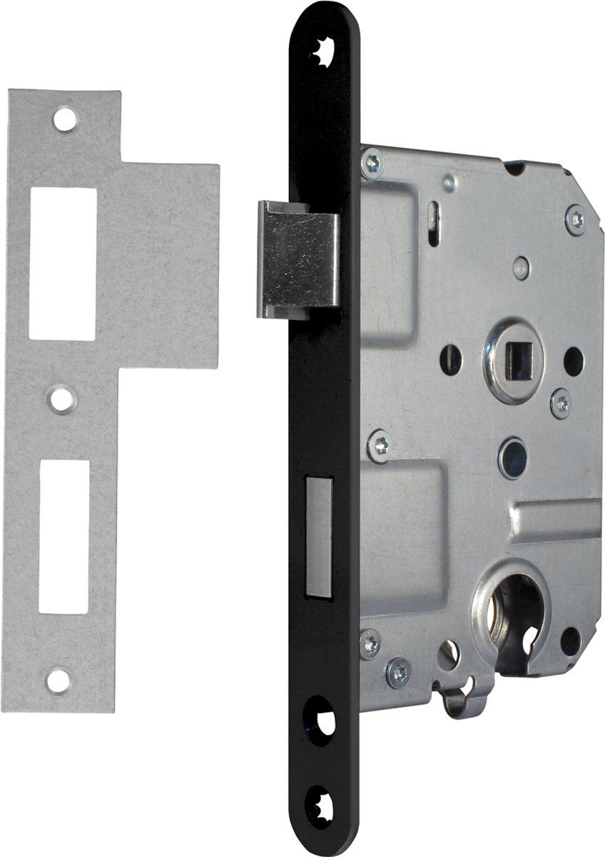 AXA Deurslot Binnendeur Cilinderslot PC55 met zwarte voorplaat inclusief sluitplaat en sleutels