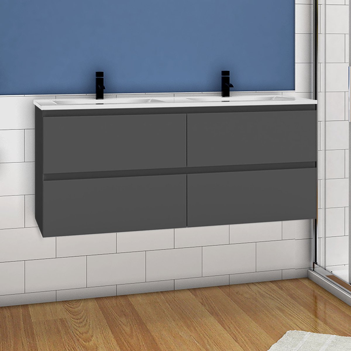 Badkamermeubel set 120 cm ,badmeubel met onderkast antraciet mat