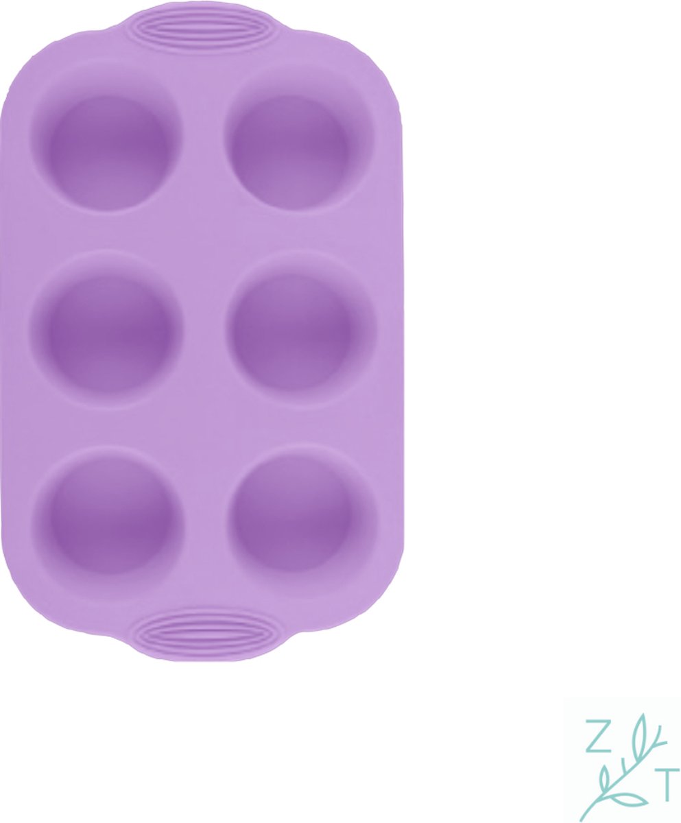 ZijTak - Muffin per 6 - Cake - Taart - Gebak - Bakken Silicone - Pastel paars