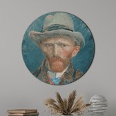 Muurcirkel Zelfportret Vincent van Gogh -Wanddecoratie - Foto op Forex  - Schilderij van Vincent van Gogh  - Diameter  Ø70 cm