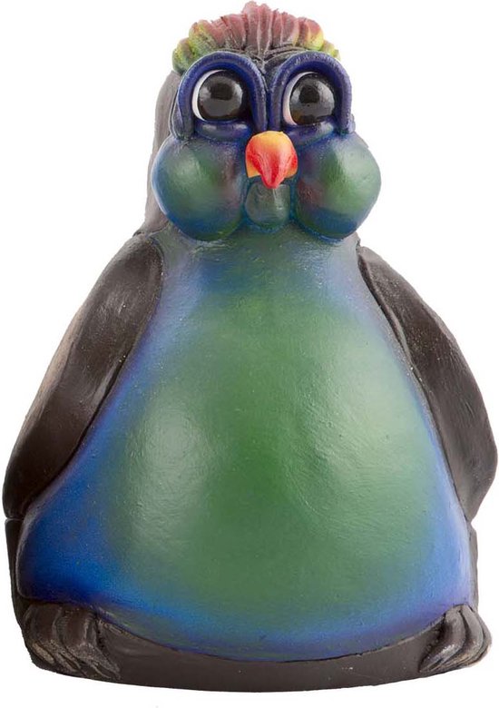 Comix Cartoon - pinguin - vogel - beeld - Pip - blauw - uniek handgeschilderd - massief beeld