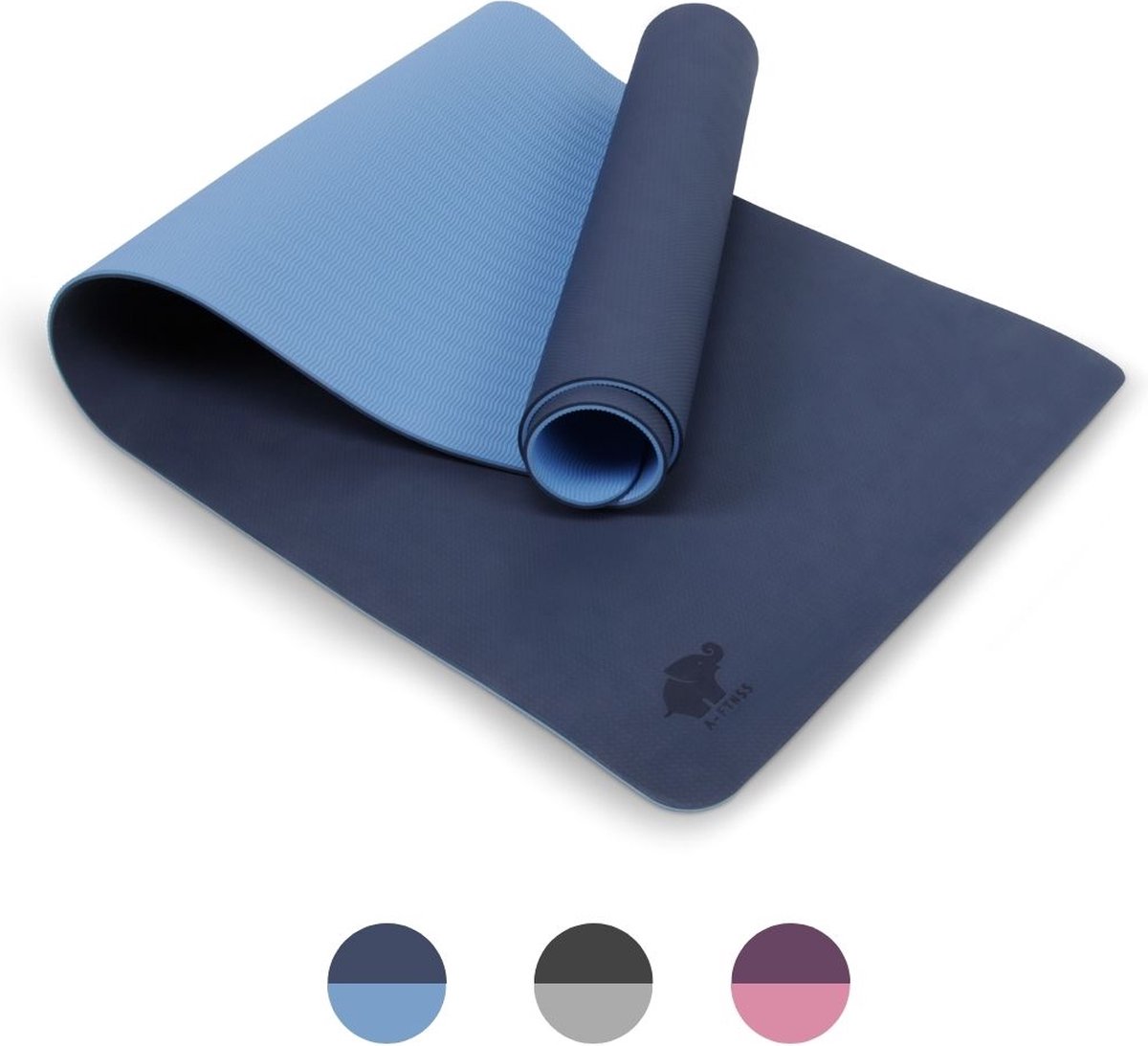 A-FTNSS Yoga Mat | Blauw & Licht Blauw | 7mm | Anti-Slip | Optimale Grip | Sterke Yoga Mat | Makkelijk schoon te houden