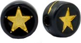 Letterkraal ster - rond 7mm - zwart goud - 10 stuks
