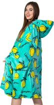 Comfies® Draagbare Deken - Hoodie Blanket huggle - Oversized - Oodie - Fleece Sherpa - Hoge kwaliteit- Plaid cozy snuggie - Citroen - Lemon Print