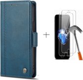 GSMNed – Hoogwaardig Hoesje iPhone X/XS Blauw – Luxe Leren Pu Hoesje – 3 pasjes houder – Design – magnetische sluiting – Met Screenprotector