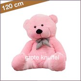 Roze knuffelbeer 120 cm - Reuze roze teddybeer 120 cm - Valentijnsknuffel - Grote originele knuffelbeer XXL 120 cm - Teddybeer 120 cm - Cadeau - Pluche - Voor jong en oud - Sinterk