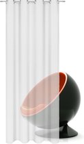 JEMIDI Kant-en-klaar gordijn in linnenlook - Gordijn met ringen 140 x 245 cm - Transparant decoratief gordijn - Wit