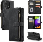 CaseMe - Telefoonhoesje geschikt voor Samsung Galaxy A32 5G - Wallet Book Case met ritssluiting - Magneetsluiting - Zwart