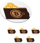 Onderzetters voor glazen - Rond - Bitcoin portemonnee - 10x10 cm - Glasonderzetters - 6 stuks