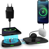 Compact Oplaadstation met Draadloze Oplader geschikt voor iPhone - Apple Watch - Airpods - Wireless Charger – Zwart