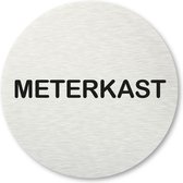 Pictogram Meterkast - aluminum rvs look - deurbordje - 8,5 x 8,5 cm - zelfklevend - rond