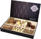 24-delig Luxe Gouden Bestekset - Voor 6 Personen - Familieset - Luxe - bestekset goud - bestekset 6 persoons - compleet bestek