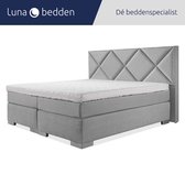 Luna Bedden - Boxspring Maya - 180x220 Compleet Grijs Ruiten