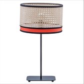 Tafellamp landelijk /Design tafellamp /geweven kap met zwart en oranje band