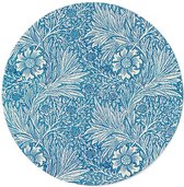 Walljar - William Morris - Blue Marigold - Muurdecoratie - Dibond wandcirkel