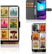 Telefoonhoesje Motorola Moto E20 | E30 | E40 Flipcover Design Postzegels