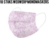 Barok stijl wegwerp mondmaskers - Roze - per 10 stuks