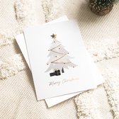10x Kerst Ansichtkaart met Goudfolie en envelop - Kerstboom