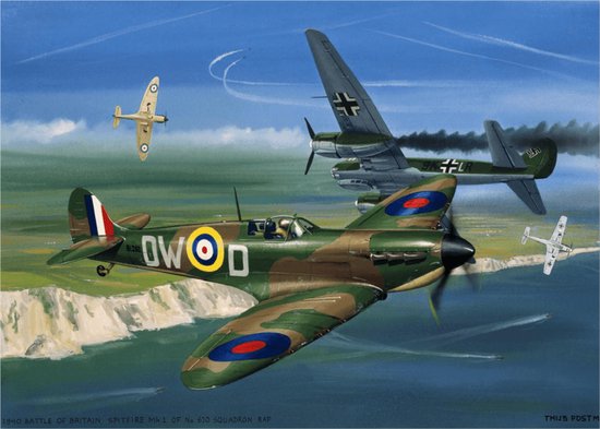 Thijs Postma - TP Aviation Art - Poster - Supermarine Spitfire Battle of Britain - 50x70cm
