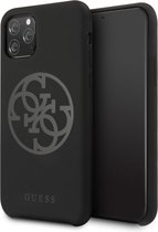 Zwart hoesje van Guess - Backcover - Silicon - iPhone 11 Pro - Logo - GUHCN58LS4GBK