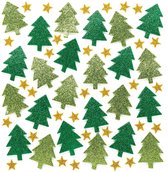 Kerststickers | Kerstversiering | Stickers met glitters | Knutselen | Voor kinderen | 100 stuks