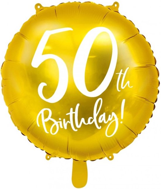 Folieballon 50 jaar goud verjaardag -  50th birthday - jubileum - 45cm.