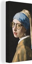 Canvas Schilderij Meisje met de parel - Vermeer - Bril - 40x80 cm - Wanddecoratie