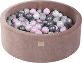 Ballenbak VELVET Beige - 90x30 incl. 200 ballen - Pastel Roze, Parel Wit, Zilver, Grijs