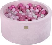 Ronde ballenbak VELVET 90x40 - Poeder Roze incl 300 ballen - Pastel Roze, Licht Roze, Transparant, Wit Pearl |