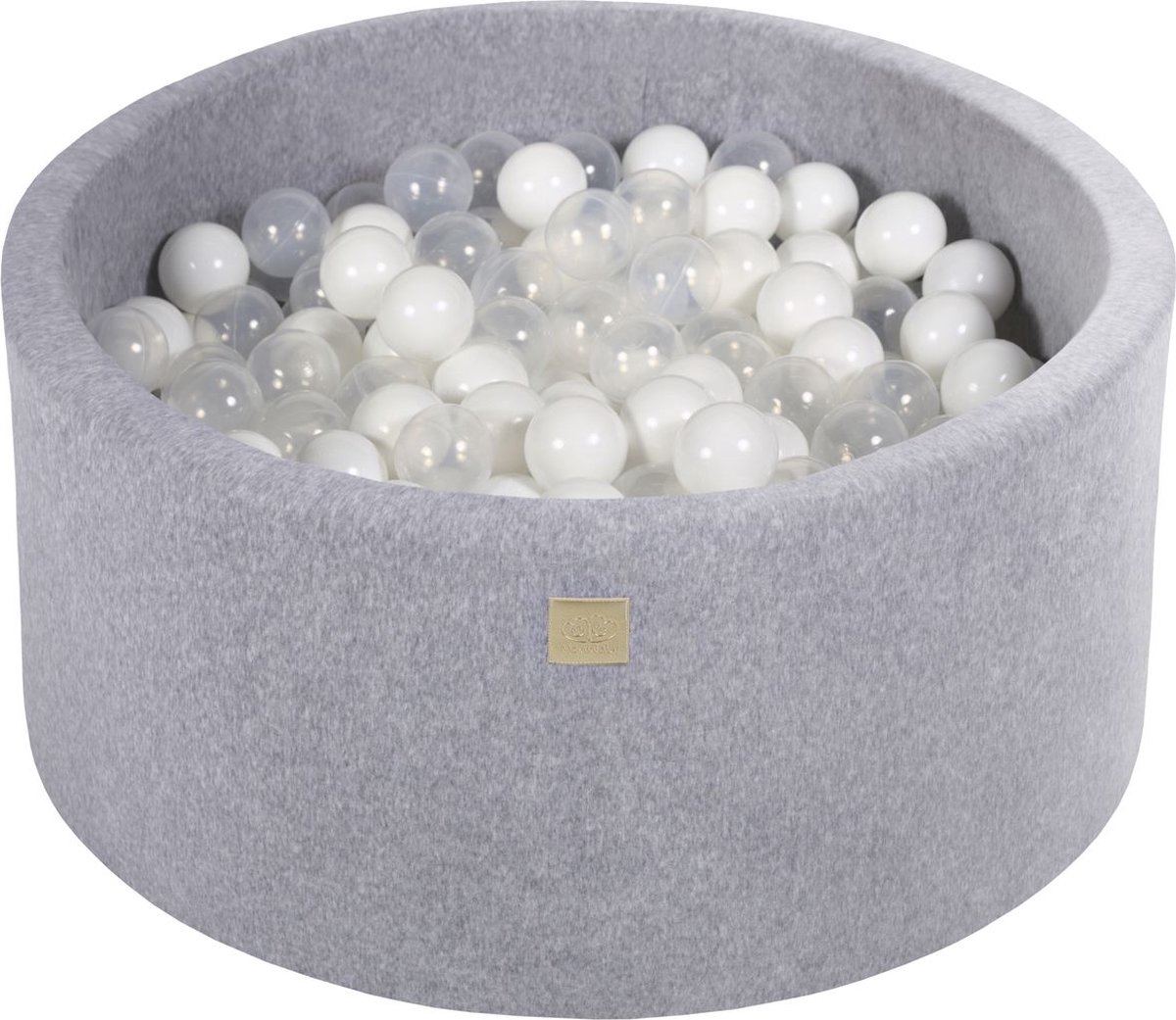 Ballenbakje.nl® Ronde ballenbak VELVET 90x40 - Licht Grijs incl 300 ballen - Wit, Transparant | Ballenbakje.nl