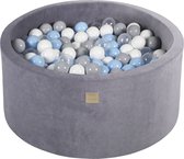 Ronde ballenbak VELVET 90x40 - Steel incl 300 ballen - Baby Blauw, Grijs, Wit, Transparant | Ballenbakje.nl