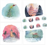 Kerstkaarten met sluitzegels | Set van 8 | Dromen in de sneeuw | Illu-Straver