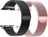 Hidzo Horlogebandje - Geschikt Voor Apple Watch Series 1/2/3/4 -  Magnetisch  - Zwart - 38mm/42mm