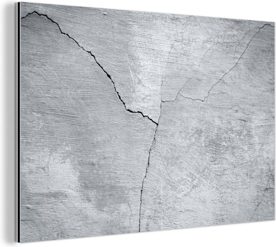 Structure béton gris avec une fissure aluminium-m 180x120 cm - Tirage photo sur Aluminium (décoration murale métal) XXL /