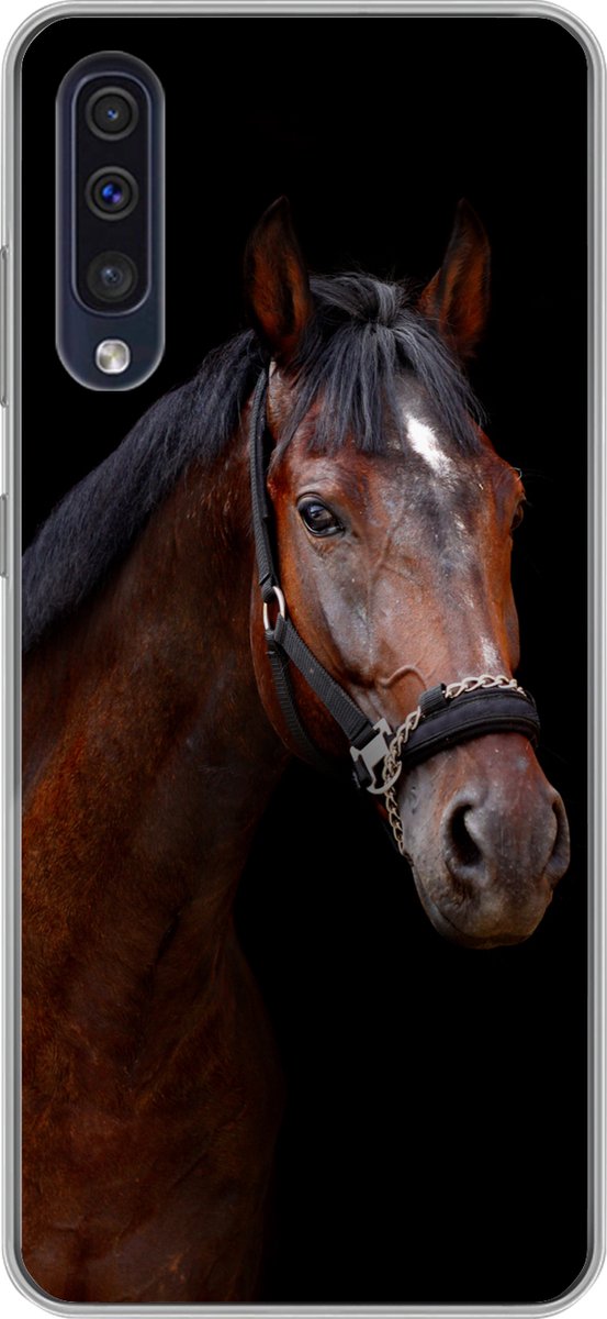 Telefoonhoesje Geschikt voor Samsung Galaxy A50 hoesje - Paard - Dieren - Bruin - Siliconen Telefoonhoesje Telefoonhoesje